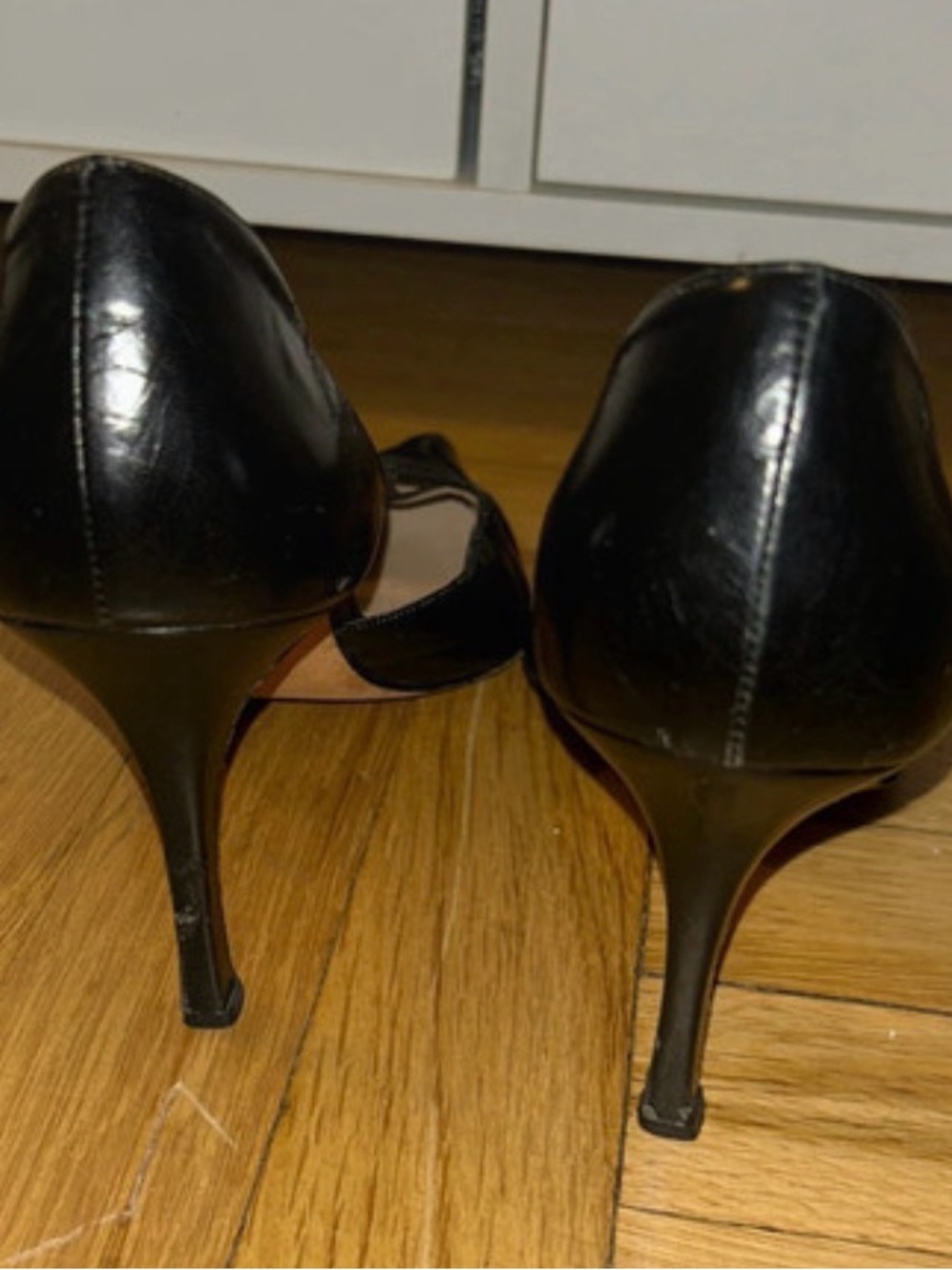 Vintage Manolo Blahnik Black Leather Pointed-Toe D'Orsay Stiletto Pumps